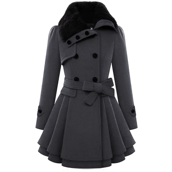 Zeagoo Women's Faux Fur Coat Double Breasted Thick Wool Pea Coats Trench Jacket Winter Warm Outfits