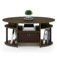 thumbnail image 3 of Furinno JAYA Simple Design Oval Coffee Table with Bin, Columbia Walnut/Black/Dark Brown, 3 of 6