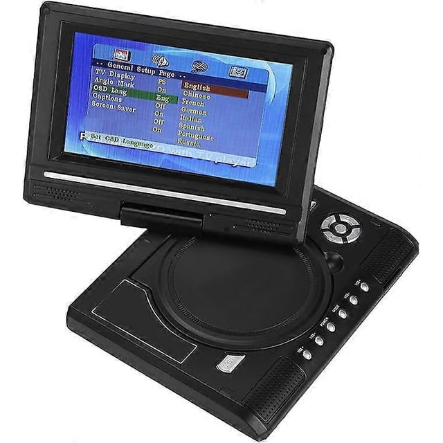 7.8-inch Portable DVD Player Screen Rechargeable TV Car Charger Gamepad, AVI EVD DVD SVCD VCD CD CD R RW MPEG 4, TV Function, Game Function, AV Output