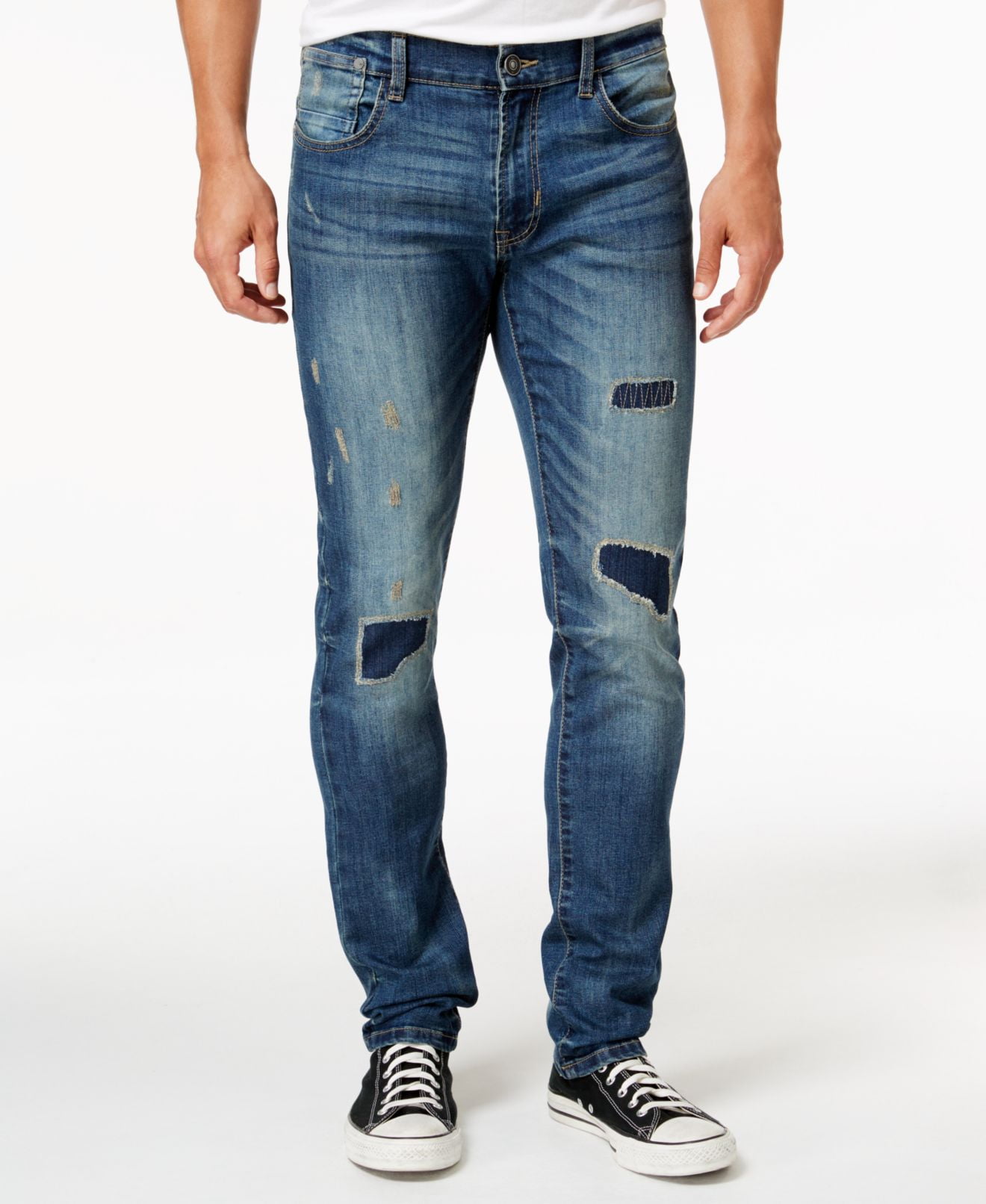 ROF Clothing - Mens Jeans 34X30 Slim Distress Patches Denim 34 ...