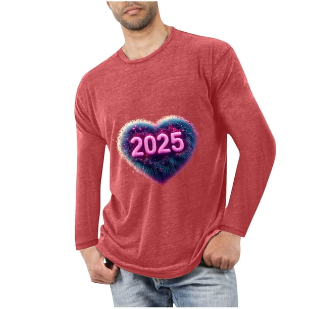 Blusas y camisas de manga larga con cuello redondo para hombre, deportivas, fitness, hogar, pijamas navideños estampados, camiseta de manga larga con cuello redondo, blusa de poliéster para hombre