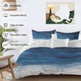 thumbnail image 4 of Navy Blue Ombre Bedding 3 Piece Duvet Cover Set Queen Size, Modern Moire Gradient Watercolor Soft Microfiber Comforter Cover with Zipper Closure & Pillowcases, Wrinkle & FadeResistant Quilt Cover, 4 of 9