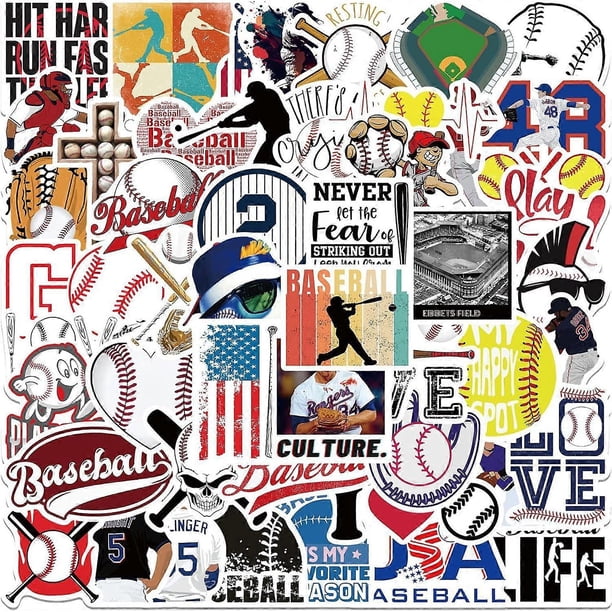 52Pcs Baseball Sports Themes Waterproof Stickers for Water Bottle Cup Laptop Bike Skateboard Luggage Box Vinyl Graffiti Patches BRJHSL