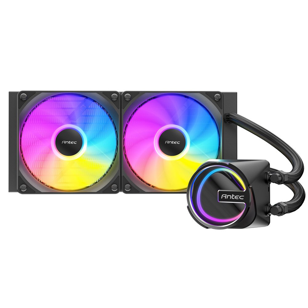 Antec Skeleton 240 ARGB Liquid CPU Cooler, 240mm Radiator, 2 x 120mm PWM ARGB Fans, Hydraulic Bearing, Copper Base, Intel LGA 115X/1200/1700/20XX, AMD AM4/AM5, Black