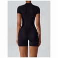 thumbnail image 3 of AEXTO Fashion Zipper Yoga Jumpsuit Short Playsuit Women Romper Short Sleeve Gym Fitness Overalls One Piece Sports Suit Unitard, Athletic Style Activewear, Stylish Activewear, 3 of 7