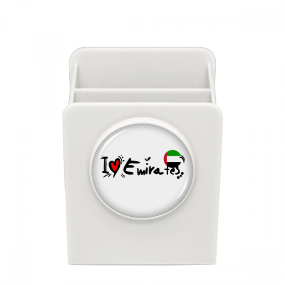 I Love Erates Word Flag Love Heart Illustration Desk Pencil Holder Cup Pen Organizer