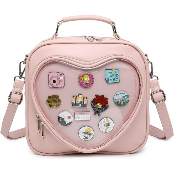 TRAHOO-Leather Ita Backpack Crossbody Bag Messenger Purse JK Uniform Shoulder Bags for Anime Pins Display
