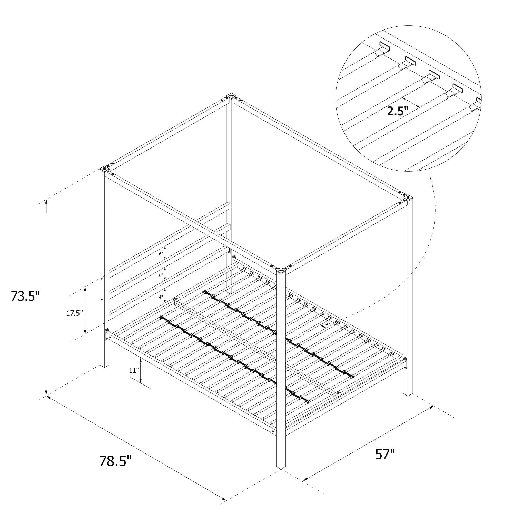 DHP Modern Metal Canopy Bed, Off White Metal, Full