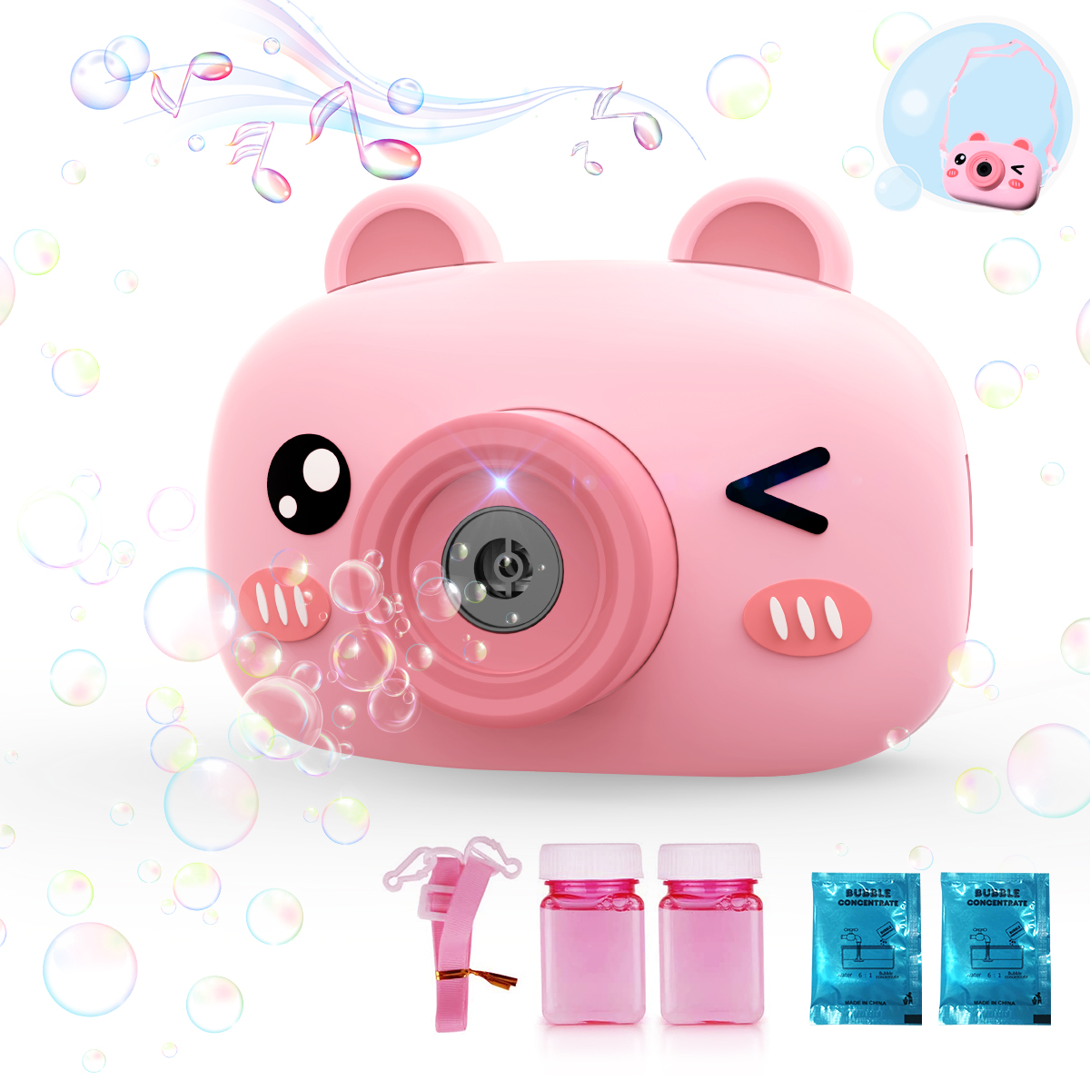 Buy Bubble Maker Portable Baby Bubble Machine Cute Cartoon Pig Battery