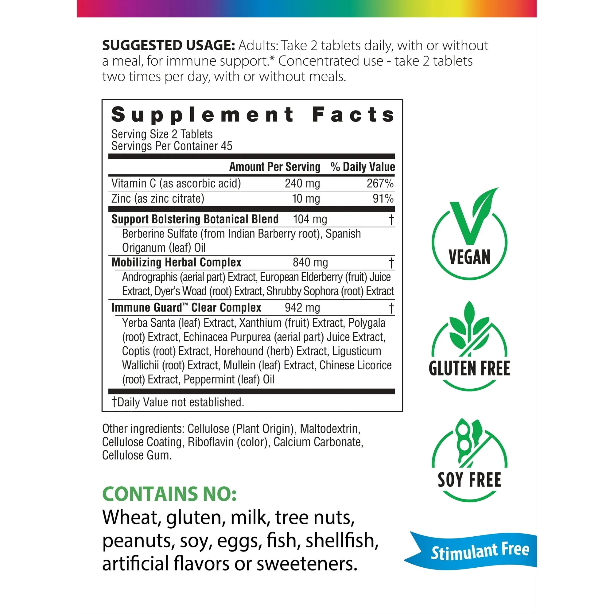 Counter Attack Immune Support Tablets | with Vitamin C and Zinc | 90 Count | by Rainbow Light