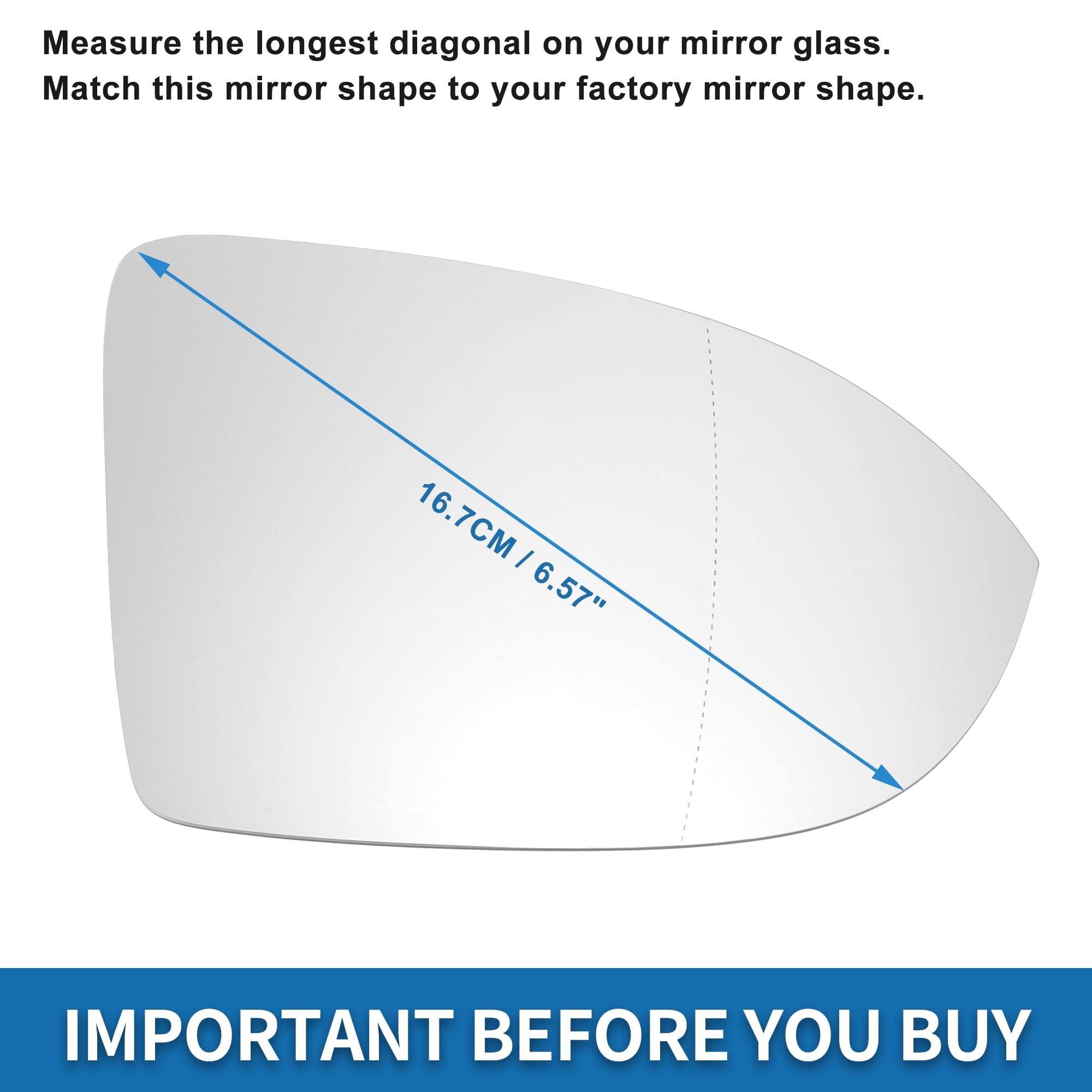 Unique Bargains Right Side Mirror Glass with Backing Plate for VW Golf MK8 2020-2023