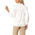 thumbnail image 3 of INSPIRE CHIC Work Business Casual Button Down Shirt for Women's Satin Long Sleeve Blouse XS White, 3 of 6