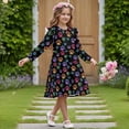 thumbnail image 3 of FKELYI Toddler Girl Long Sleeve Dresses Breathable A-Line Ruffle Trim Dress Soft Fall Outfits for Girls Colorful Dog Paw Print Patchwork Dresses, 7-8 Y, 3 of 6