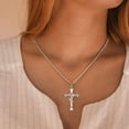 thumbnail image 5 of Mesovor Women Cross Necklace Silver Faith Birthstone Cross Pendant with Birth Flower Jewelry Gifts, 5 of 6