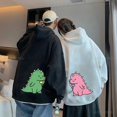 thumbnail image 2 of Sudadera con capucha térmica informal a juego para recién casados Sudadera con capucha de moda Y2k Sudadera con capucha de dinosaurios a juego para parejas Sudadera con capucha con estampado de bolsil, 2 of 5