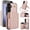 Pink, variant on Compatible with Samsung Galaxy S23 FE 5G Wallet Phone Case Tempered Glass Screen Protector Wrist Crossbody Strap Stand Credit Card Holder RFID Slot Cell Cover for S 23 EF 23FE Women Girls Dark Purple