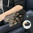 thumbnail image 6 of Renewold Bohemian Flower Black Car Center Console Cover Comfortable Non-slip Armrest Cushion with Side Storage Pocket Arm Rest Covering Protective Cover Car Interior Accessories, 6 of 9