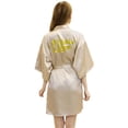 thumbnail image 2 of LYMAYTER Women Short Sleeve Robe Summer Lightweight Silk Bathrobe for S-2XL Foil Letter Party Robes, 2 of 7