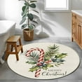 thumbnail image 3 of Round Rugs 3 Ft, Christmas Non Slip Area Rugs for Kitchen Bedroom Entryway, Xmas Snowflake Botanical Winter Rustic Washable Carpet Runner Rug Floor Mats for Bedroom Home Decor, 3 of 9