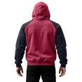 thumbnail image 5 of Men Winter Raglan Color Block Hoodie Long Sleeve Pullover Contrast Sleeve Solid Street Sweatshirts with Pocket (Wine,XL), 5 of 8