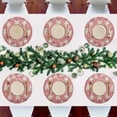thumbnail image 5 of 15 Inch Round Grid Plate Mats Heat Non-Slip Resistant PVC Placemats for Kitchen Dining Table Decor Pink Santa Claus Pattern 6PCS, 5 of 5