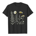 thumbnail image 3 of Soft Cotton Tshirts for Women T Shirts for Women Casual Cute Graphic Tees Tops Floral Print T-Shirts Summer Short Sleeve Crew Neck Tunic Blouse New U-Black L, 3 of 6