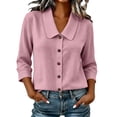 thumbnail image 2 of YTCAMLO 100%Cotton Button Down Shirts for Women Casual Cute Collared 3/4 Sleeve Dress Shirts Summer Lightweight Loose Blouses, 2 of 8