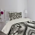 thumbnail image 4 of Ambesonne Savannah Quilted Coverlet 2 Pcs, Aggressive Wild Tiger Look, Twin Size, Pale Grey Black, 4 of 5