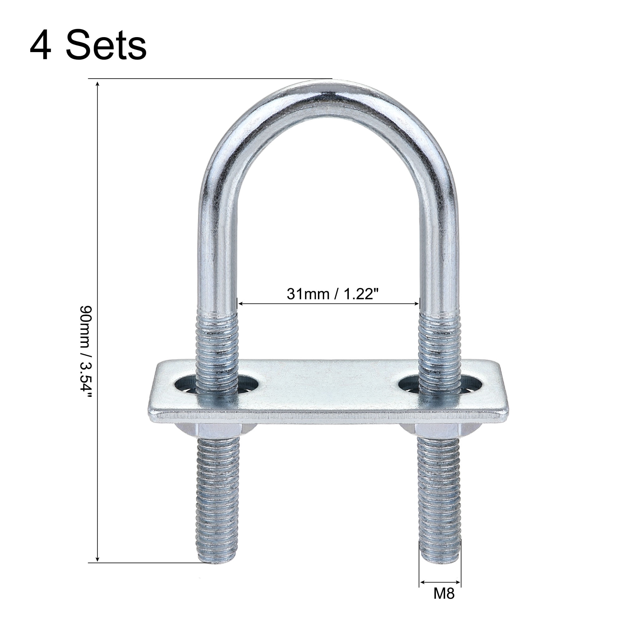 Unique Bargains Durable Round U Bolt Steel with Nut Plate for Applications 3.54"