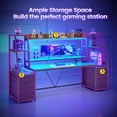 thumbnail image 3 of Gaming Desk with LED Lights, Large PC Gamer Desk Workstation with 8 Drawers and Storage Shelves, 3 of 8