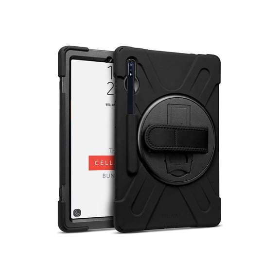 Cellairis Rapture Rugged Carrying Case for 12.4" Samsung Galaxy Tab S9 , Galaxy Tab S8 , Galaxy Tab S7  Tablet - Black - Hand Strap