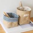 thumbnail image 3 of Shoreew Cotton Linen Hanging Storage Bag Wall Mounted Storage Basket Small Folding Storage Bag with Handle for Keys Toys Cosmetics, 3 of 7