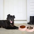 thumbnail image 5 of Cuencos dobles para perros y gatos, cuencos de acero inoxidable para mascotas con agua antideslizante para comida para mascotas, 5 of 5