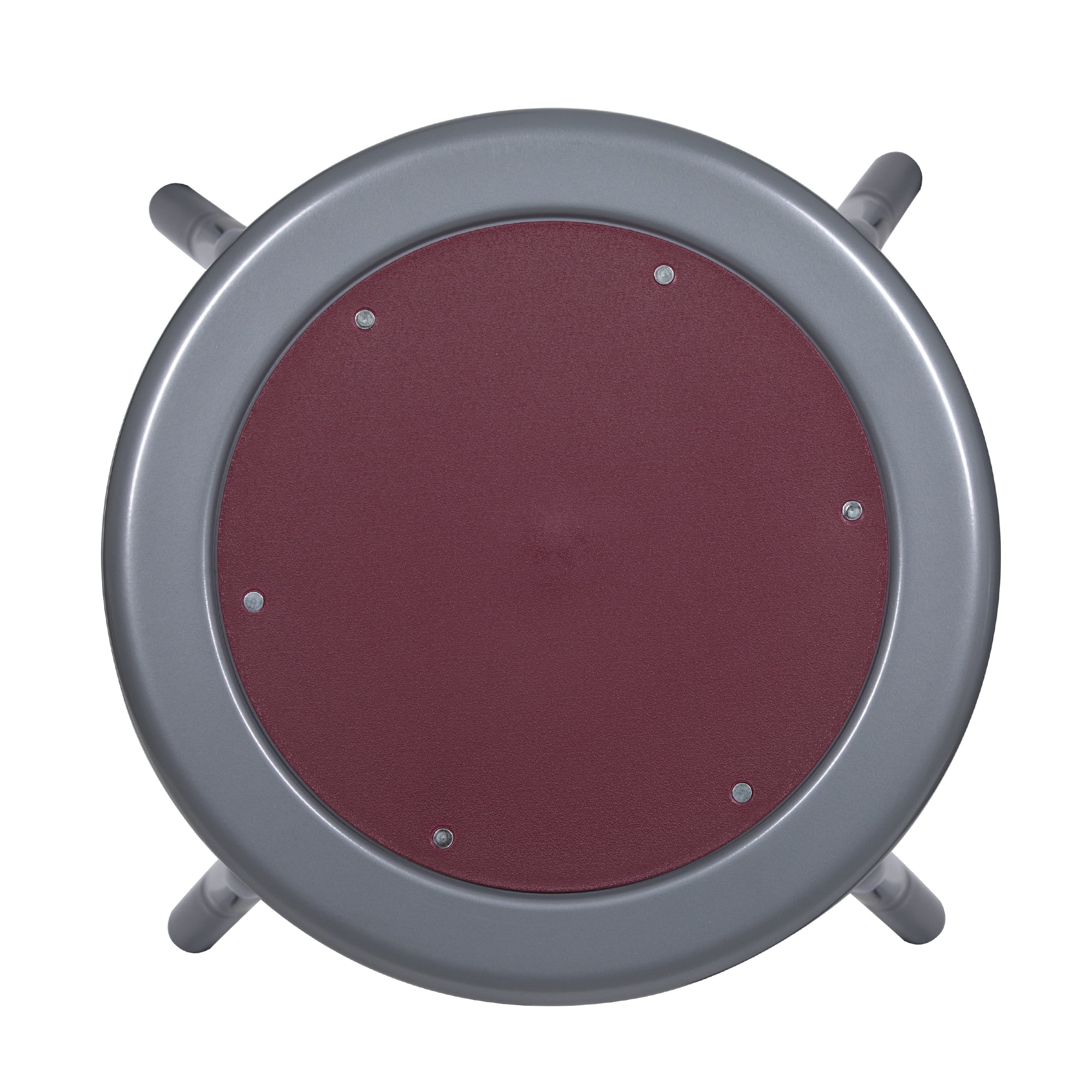 Vince Swivel Stool with Steel Seat, Grey Frame, Grey Seat with Burgundy Center