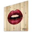 thumbnail image 2 of Designart 'Sexy Red Girl Lips' Modern Print on Natural Pine Wood, 2 of 5