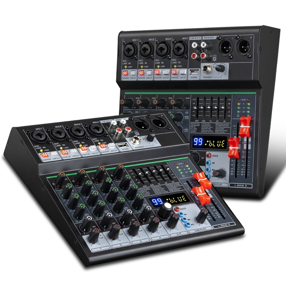 Professional DJ Party Music 6 Channel Mixer Console with Bluetooth USB 99DSP Effect OTG