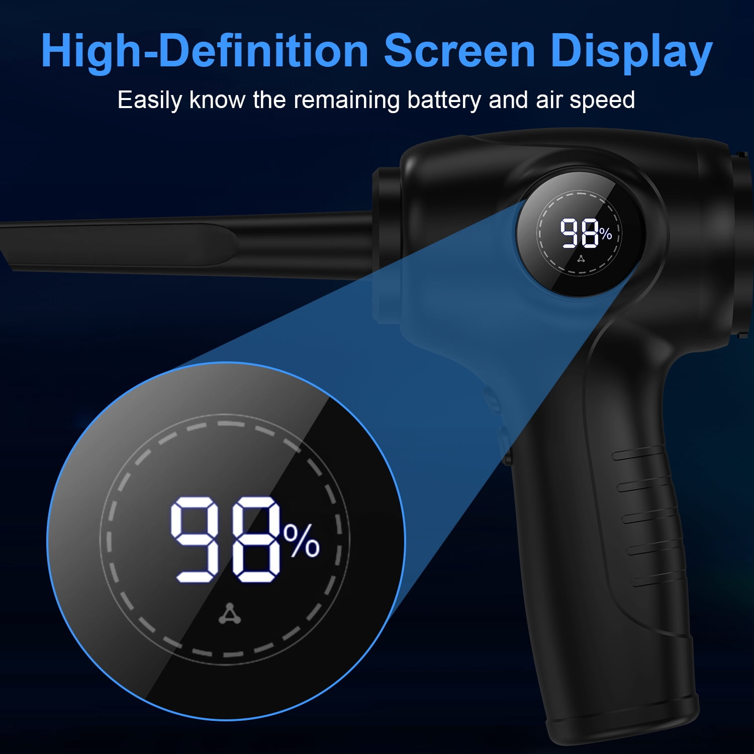 Compressed Air Duster Cordless Handheld Vacuum,AILKIN 6000mAh with LED Light 3-Gear Speed Air Blower Electric Air Duster Cleaner for Computer Keyboard Cleaning,Car,Electronics,Pet Hair,Office