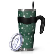 40oz Tumbler,Green Christmas Snowflake Pattern Insulated Tumblers with Removable Handle,Stainless Steel Double Vacuum Coffee Tumbler Cup with Straw for Home,Office,Travel,Party