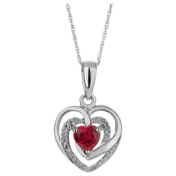 1/3 Carat (Ctw) Lab-Created Ruby Pendant Necklace in Sterling Silver with Chain for Women