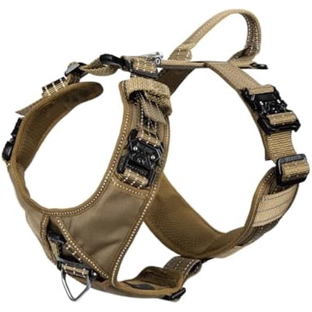 Dog Strap Harness with 4 x Metal Buckles for Large Sized Dog K9 Vest Y-Shape Chest Adjustable Pet Harness No-Pull Front Leash Clip (Large (Pack of 1) Brown)