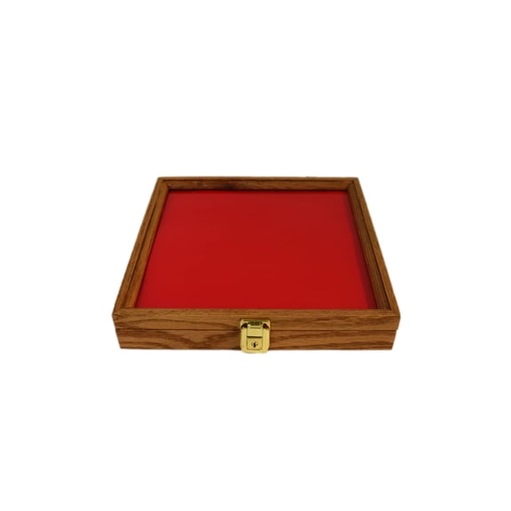 Southern Star Displays Wood Display Case for Collectibles, Knives, Arrowheads, Pins, Medals and More (12 x 12 x 2, Oak)