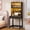 Black, variant on VKCC Small Computer Desk with LED Reading Light, Study Desk with Hutch and Charging Station, Writing Desk with Glass Doors for Study Room Office, White