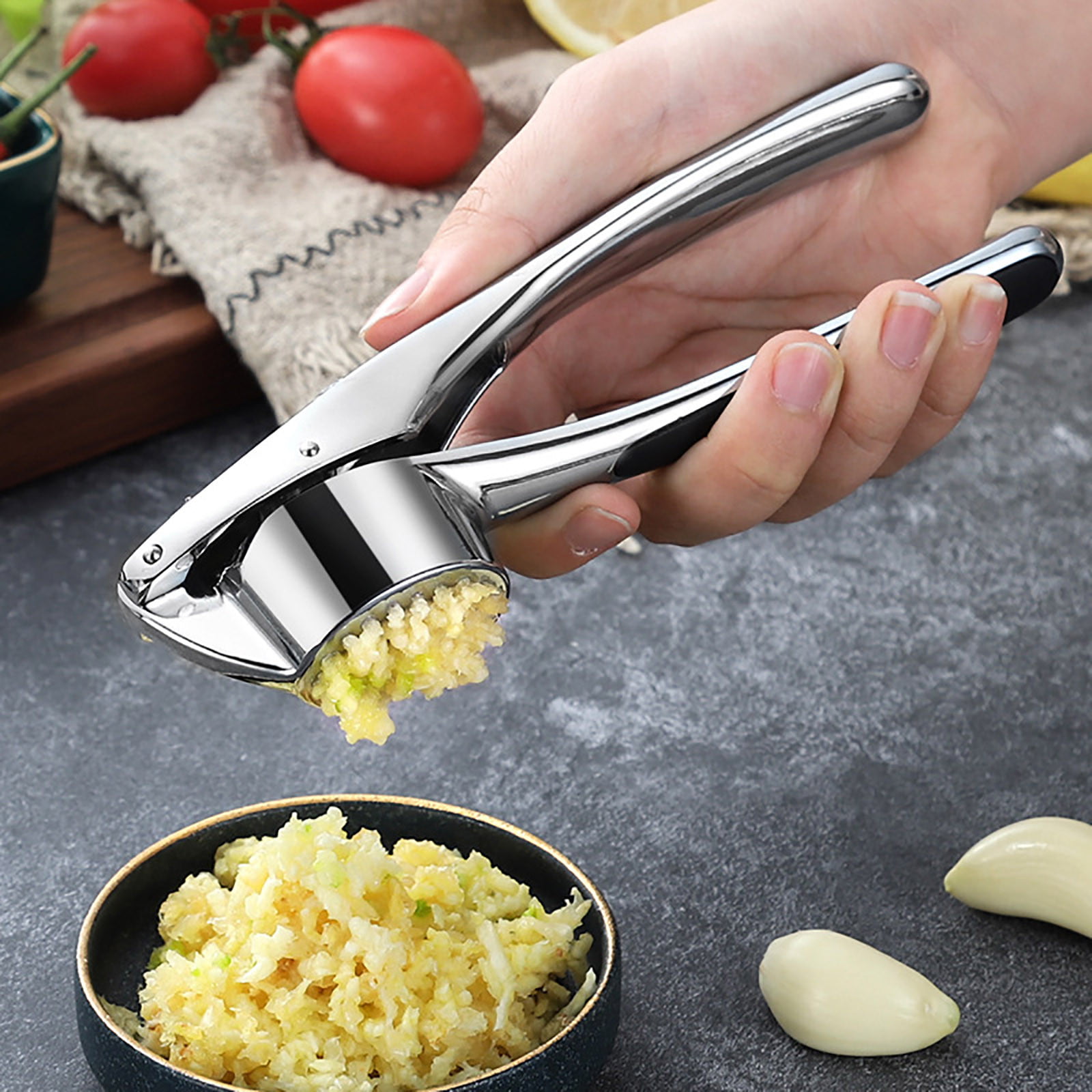 CUNSENR Garlic Press with Silicone Peeler & Brush - Premium Garlic Mincer  Tool - Easy to Use & Clean - Durable Garlic Crusher - Rustproof Garlic