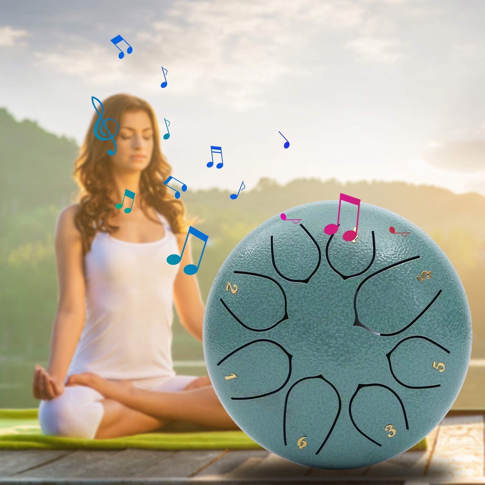 Outdoor Rain Drum Outdoor Rain Play Steel Tongue Drum 11.4cm 8 Tones Drum With Drumsticks And Music Book Handpan Meditation Drum For Garden Meditation