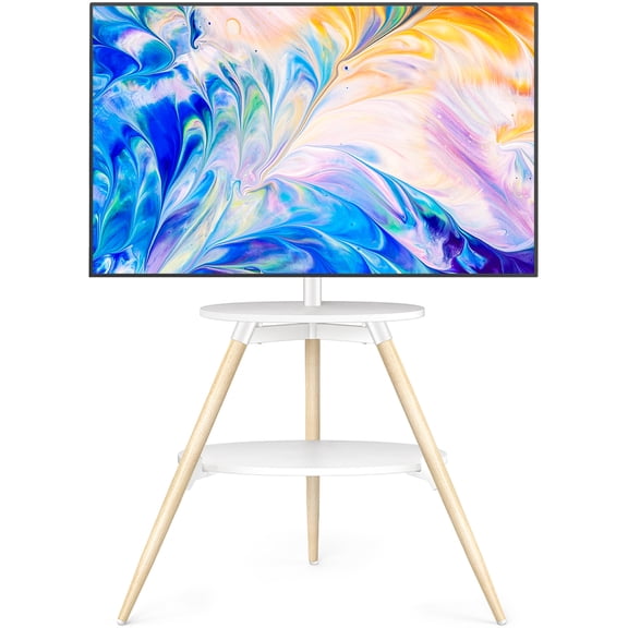 RTVR Tripod TV Stand for 32-65" TVs with Storage Shelf, TV Stand with ±90° Rotate for Max VESA 400x400mm