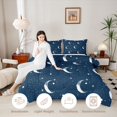 thumbnail image 3 of Homewish Mystic Galaxy Twin Comforter Sets, Stars Moon Bedding Set, Navy Blue White, Navy Blue Reversible 2 Piece, 1 Comforter and 1 Pillowcase, 3 of 6