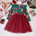 thumbnail image 4 of iiniim Baby Girls Outfits Toddler Kids Long Sleeve Xmas Holiday Party Mesh Midi Dress Red Gingerbread Man 110/5Y, 4 of 7
