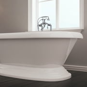 Pelham White Luxury 60 Inch Freestanding Bathtub With Vintage Tub Design In White Includes Pedestal Base And Drain From The Mendham Collection