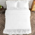 thumbnail image 4 of 4 Piece Long Ruffle Sheet Set, 30" Inch Long Ruffle On Corner Of The Flat Sheet, 12 Inch Deep Pocket, 100% Egyptian Cotton, 800 TC, Full Size, Solid White, 4 of 9