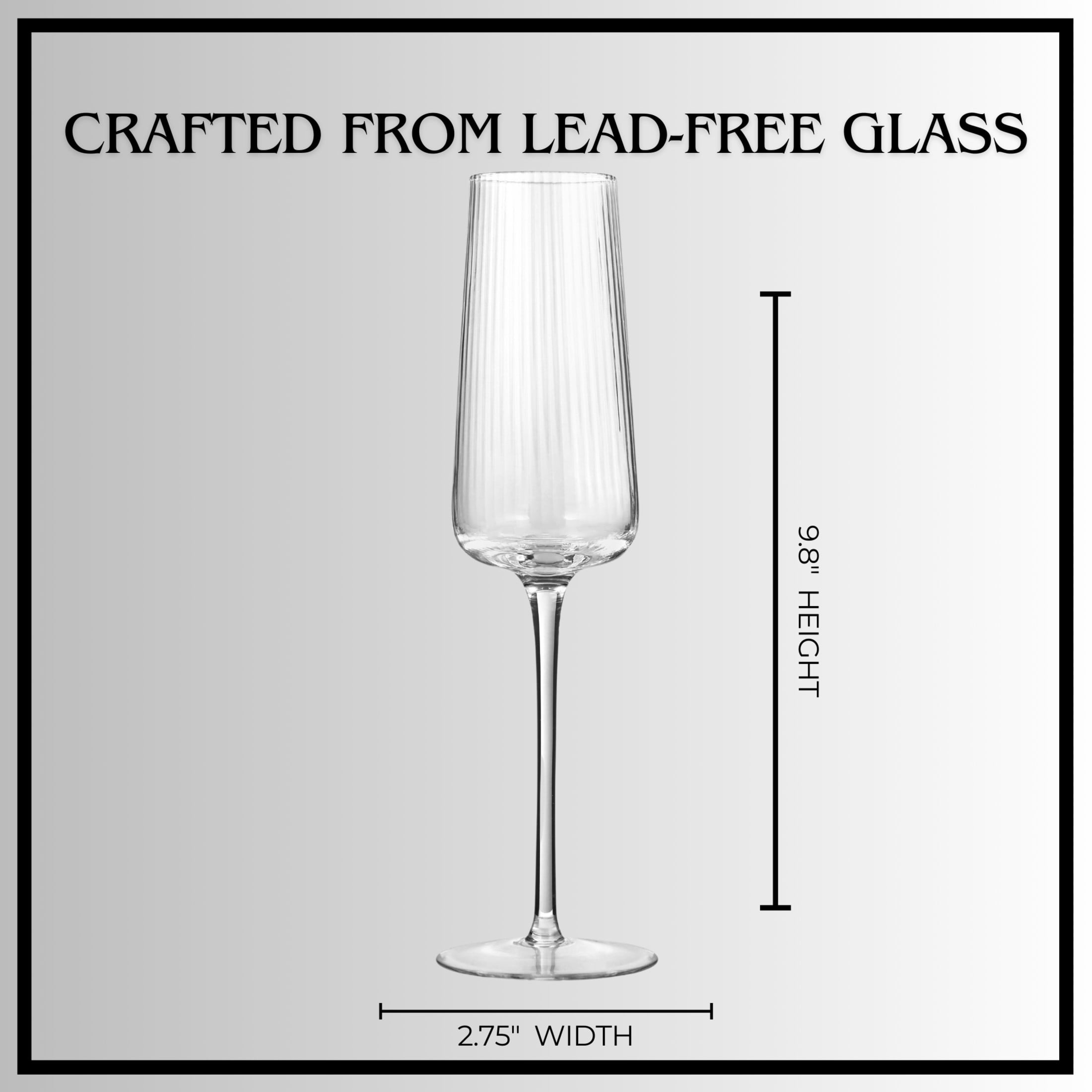 Artland Soho Optic 8.5 oz Champagne Flute, Set of 4 - Modern Stemmed Glasses - Ideal for Weddings, Parties, Mimosas, Prosecco, Sparkling Wine, Excellent Gift Idea, Dishwasher Safe (Clear)